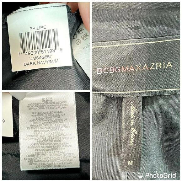 BCBGmaxazria Philipe Tuxedo Blazer Jacket Blue with Black Lace Satin Medium - Picture 8 of 14